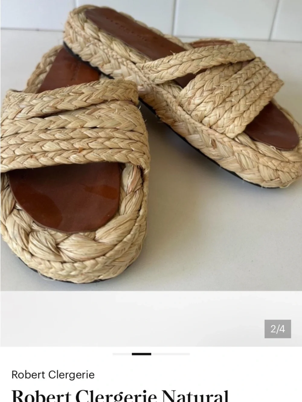 Robert Clergerie Natural Braided Raffia Slide Sandals - Neutral